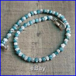 11+ Cts Natural White Blue Rough Loose Diamond Beads 6.5 Bracelet. Silver Clasp