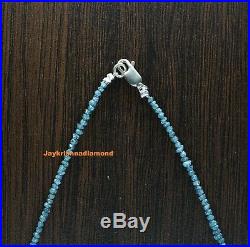 15.01 ct Excellent Blue Color Loose Rough Diamonds 16 Necklace. Silver Clasp