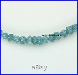 15.01 ct Excellent Blue Color Loose Rough Diamonds 16 Necklace. Silver Clasp