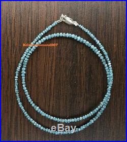 15.01 ct Gorgeous Blue Rough Loose Diamond Beads 16 Necklace 925 Silver Close #