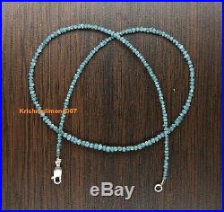 15.01 ct Gorgeous Blue Rough Loose Diamond Beads 16 Necklace 925 Silver Close #