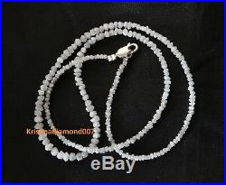 15.09 ct Unique Natural White Rough Loose Diamond Beads 16 Strand. Silver Clasp