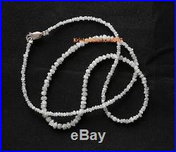 15.11 ct Gorgeous White Rough Loose Diamond Beads 16 Necklace. Silver Close