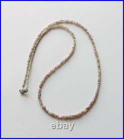 16 Inch Sparkling Brown Rough Diamond Beads Necklace With Silver Claps For Women