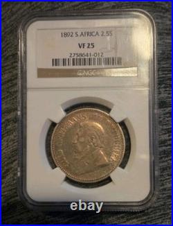 1892 South Africa 2.5 Shillings Silver World Low Mintage Only Only 260 Graded VF