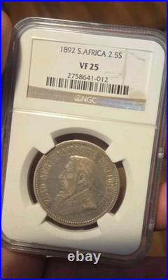 1892 South Africa 2.5 Shillings Silver World Low Mintage Only Only 260 Graded VF