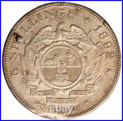 1892 South Africa Zar 5 Shillings Coin, Single Shaft (5S), KM 8.1 1892 South Africa Zar 5 Shillings Coin, Single Shaft (5S), KM 8.1