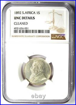1892 South Africa Zar Shilling (1S Coin) NGC Uncirculated Details (UNC MS)