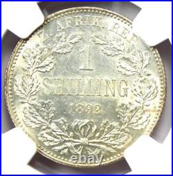 1892 South Africa Zar Shilling (1S Coin) NGC Uncirculated Details (UNC MS)