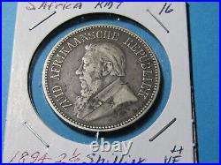 1894 South Africa 2-1/2 Shilling KM 7 Rare and Original #16 VF++