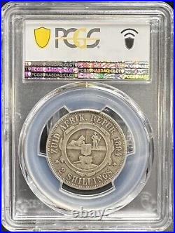 1894 South Africa 2 Shillings PCGS F15 Silver Coin Key Date 173k Mint