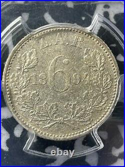 1894 South Africa 6 Pence Sixpence PCGS XF45 Lot#G1886 Silver