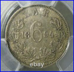 1894 South Africa Silver 6 Six Pence KM# 4 PCGS Gold Shield XF 45 Coin #4306