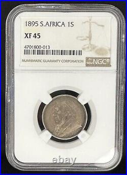 1895 South Africa Shilling NGC XF45 Silver KM# 5, Hern# Z20 Nice CircCam