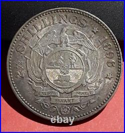 1896 Republic South Africa Silver 2 1/2 Shillings KM7 Ch. AU