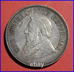 1896 Republic South Africa Silver 2 1/2 Shillings KM7 Ch. AU