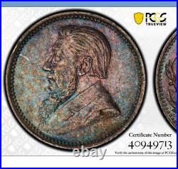 1896 SOUTH AFRICA KRUGER SILVER 3 PENCE PCGS MS64 POP Of 15! Extreme Dub Toning