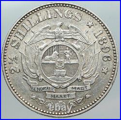 1896 SOUTH AFRICA President Johannes Paul Kruger Silver 2 1/2 Shillg Coin i89217