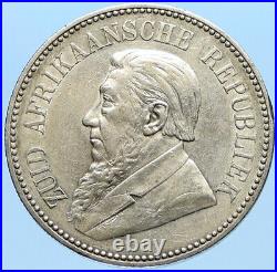 1896 SOUTH AFRICA President Johannes Paul Kruger Silver 2 1/2 Shillg Coin i98169