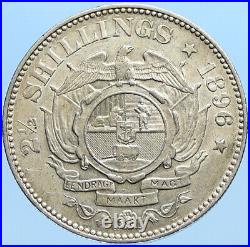 1896 SOUTH AFRICA President Johannes Paul Kruger Silver 2 1/2 Shillg Coin i98169