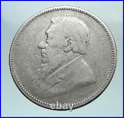 1896 SOUTH AFRICA President Johannes Paul Kruger Silver 2 Shilling Coin i81032