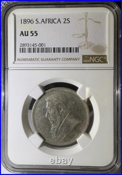 1896 South Africa 2 Shillings NGC AU55 (001)