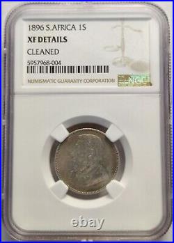 1896 South Africa SILVER One 1 SHILLINGS NGC CERTIFIED XF Det. Rare Coin 3B