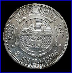 1897 Silver South Africa 2 Shillings Coin