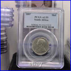 1897 South Africa 1 Shilling Silver Z. A. WILHELM PCGS AU55 KM#7 Cert 560666.55