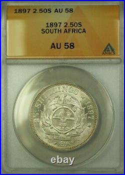 1897 South Africa 2.50 Shillings Coin ANACS AU 58