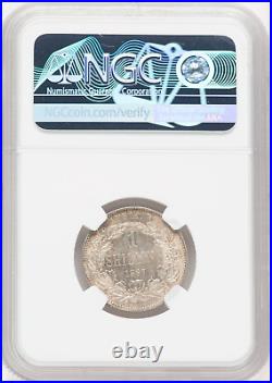 1897 South Africa ZAR One Shilling NGC Graded MS62, Pretoria mint, KM5