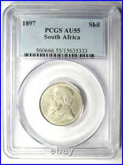 1897 South Africa Zar Shilling (1S Coin) Certified PCGS AU55 Rare Coin
