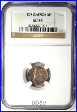 1897 South Africa Zar Threepence (3P Coin) Certified NGC AU55 Rare Coin