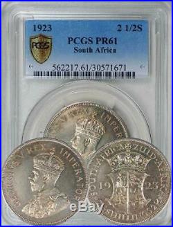 1923 South Africa 2.5 Shillings PROOF graded by PCGS PF-61. Mintage- 1402. RARE