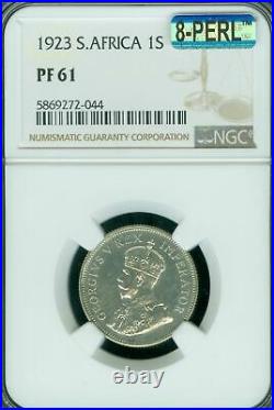 1923 South Africa Shilling Ngc Pf61 Mac 8 Perl