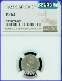 1923 South Africa Silver 3p Ngc Pf63 Pq Mac 8perl
