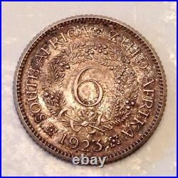 - 1923 Union of South Africa George V Silver Sixpence Proof only 1,402 minted