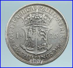 1925 SOUTH AFRICA under UK King GEORGE V Old Silver 2 1/2 Shillings Coin i83372