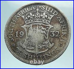 1932 SOUTH AFRICA under UK King GEORGE V Silver 2 1/2 Shillings Coin i79556