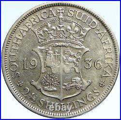 1936 SOUTH AFRICA under UK King GEORGE V Old Silver 2 1/2 Shillings Coin i99354
