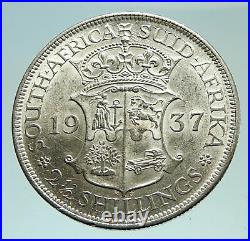 1937 SOUTH AFRICA Large GEORGE VI Shields Silver 2.5 Shillings Coin i76021