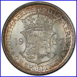 1937 South Africa 2 1/2 Shilling PCGS MS64 Silver Gold Shield Registry Coin