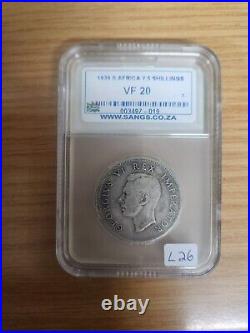 1939 2 1/2 Shilling Half crown Silver Graded coin slab VERY Rare ZAR Coin