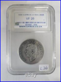 1939 2 1/2 Shilling Half crown Silver Graded coin slab VERY Rare ZAR Coin