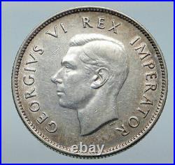 1940 SOUTH AFRICA Large GEORGE VI Shields VINTAGE Silver 2 Shillings Coin i85783