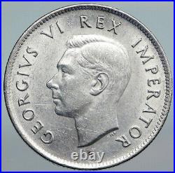 1941 SOUTH AFRICA UK King GEORGE V Vintage OLD Silver 2 Shillings Coin i90204