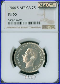 1944 South Africa 2 Shilling Ngc Pf65 Mac Spotless 150 Minted