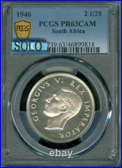 1946 South Africa 2.5 Shilling Pcgs Pr63 Cam Mac Solo Finest Spotless 150 Mint