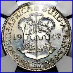 1947 NGC PF 65 South Africa Proof 2 Shillings Florin Silver Coin 2.6K 19100702C