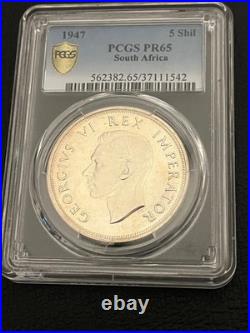 1947 South Africa 5 Shillings Silver Proof Coin PCGS PR65